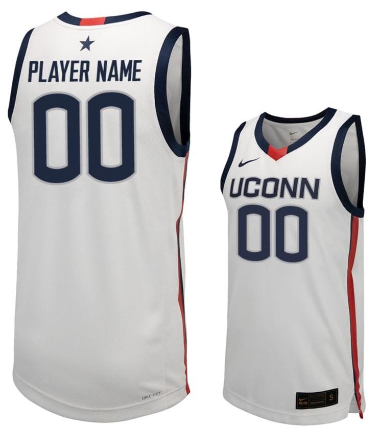 Custom UConn Huskies Basketball White Jersey 1 Custom UConn Huskies Basketball White Jersey