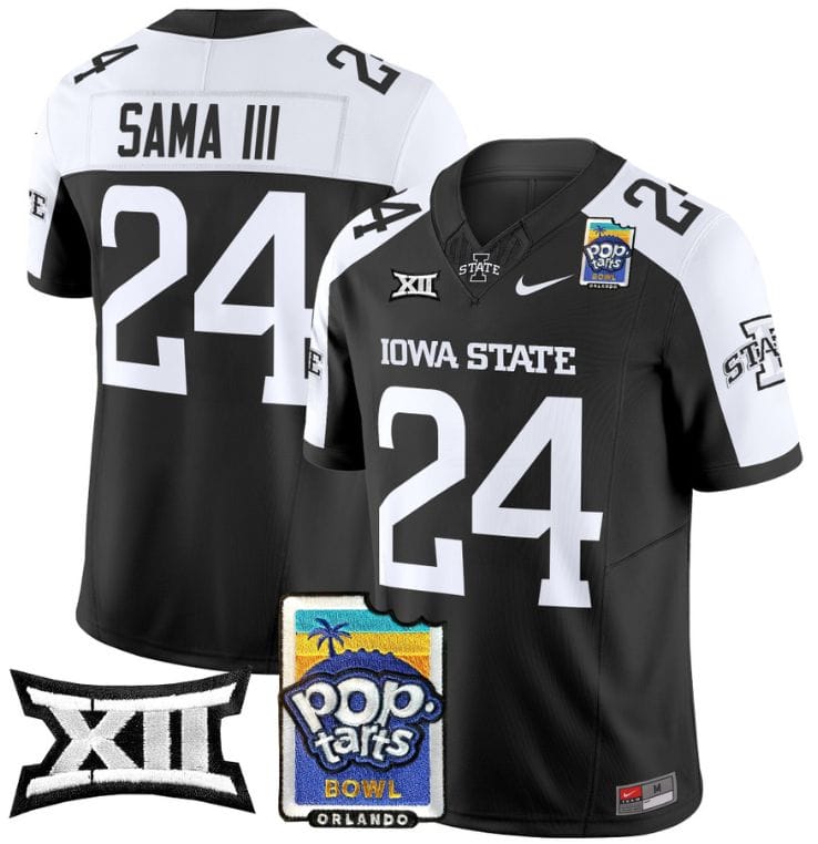 Abu Sama III Jersey #24 Iowa State 2025 PopTarts Bowl Patch Stitched Football 1 Abu Sama III Jersey #24 Iowa State 2025 PopTarts Bowl Patch Stitched Football
