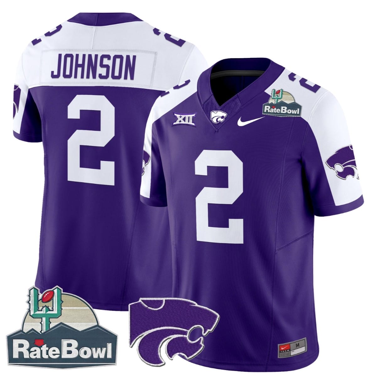 Avery Johnson Jersey #2 Kansas State Wildcats 2025 Rate Bowl Patch Stitched Football 4 Avery Johnson Jersey #2 Kansas State Wildcats 2025 Rate Bowl Patch Stitched Football - Image 4