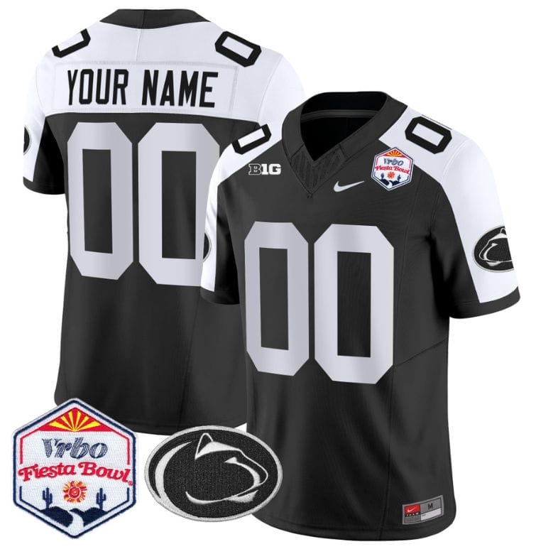 Custom Penn State Jersey 2024 Fiesta Bowl Patch Vapor Black Stitched Football 1 Custom Penn State Jersey 2024 Fiesta Bowl Patch Vapor Black Stitched Football