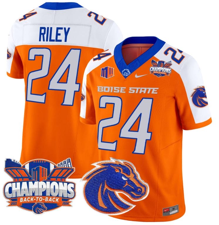 Dylan Riley Jersey #24 Boise State Broncos Back To Back Champions Stitched Football 6 Dylan Riley Jersey #24 Boise State Broncos Back To Back Champions Stitched Football - Image 6