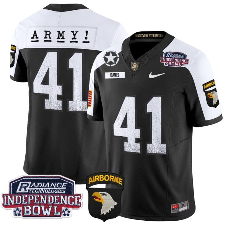 Glenn Davis Jersey #41 Army Black Knights Independence Bowl Patch Stitched Football 1 Glenn Davis Jersey #41 Army Black Knights Independence Bowl Patch Stitched Football