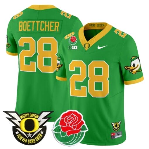 Bryce Boettcher Jersey #28 Oregon Ducks 2025 Rose Bowl Game Patch Vapor Stitched Football 3 Bryce Boettcher Jersey #28 Oregon Ducks 2025 Rose Bowl Game Patch Vapor Stitched Football - Image 3