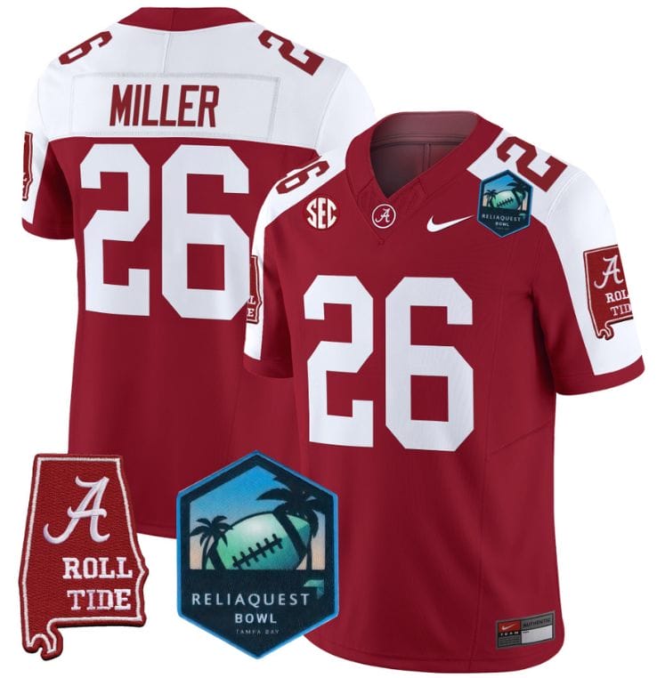 Jam Miller Jersey #26 Alabama Crimson Tide 2025 ReliaQuest Bowl Stitched Football 5 Jam Miller Jersey #26 Alabama Crimson Tide 2025 ReliaQuest Bowl Stitched Football - Image 5