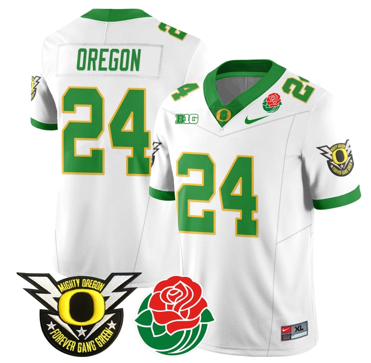 Oregon Jersey #24 Oregon Ducks 2024 Mighty Rose Bowl Patch N2 Stitched Football 7 Oregon Jersey #24 Oregon Ducks 2024 Mighty Rose Bowl Patch N2 Stitched Football - Image 7