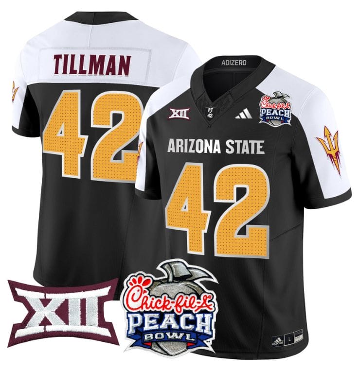 Pat Tillman Jersey #42 Arizona State Sun Devils 2025 Peach Bowl Stitched Football 1 Pat Tillman Jersey #42 Arizona State Sun Devils 2025 Peach Bowl Stitched Football