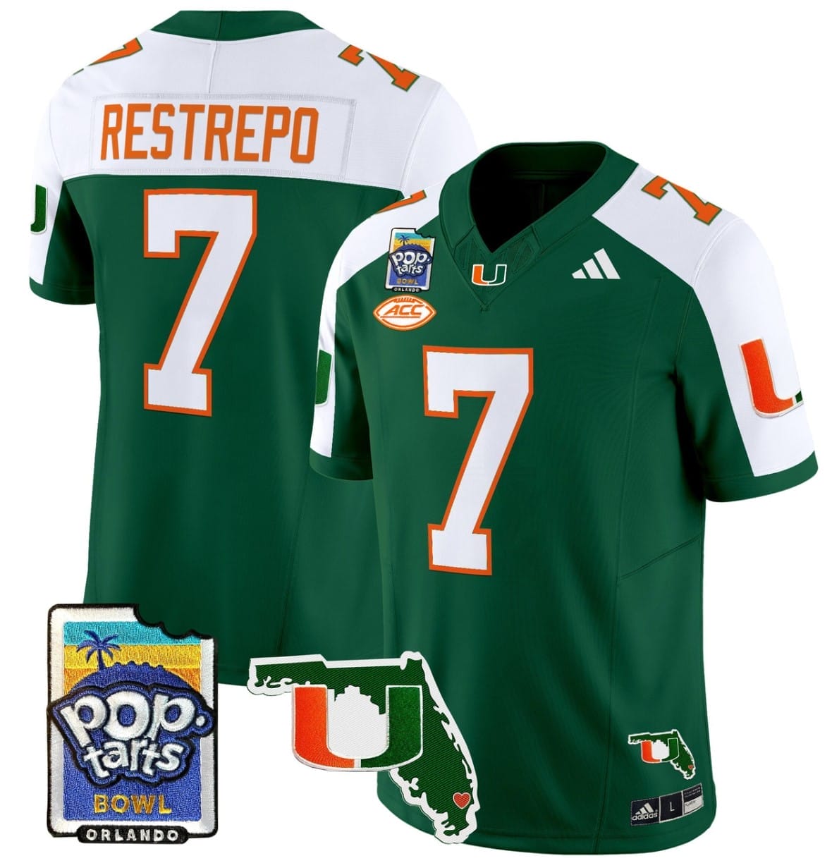 Xavier Restrepo Jersey #7 Miami Hurricanes 2025 PopTarts Bowl Patch Stitched Football 6 Xavier Restrepo Jersey #7 Miami Hurricanes 2025 PopTarts Bowl Patch Stitched Football - Image 6