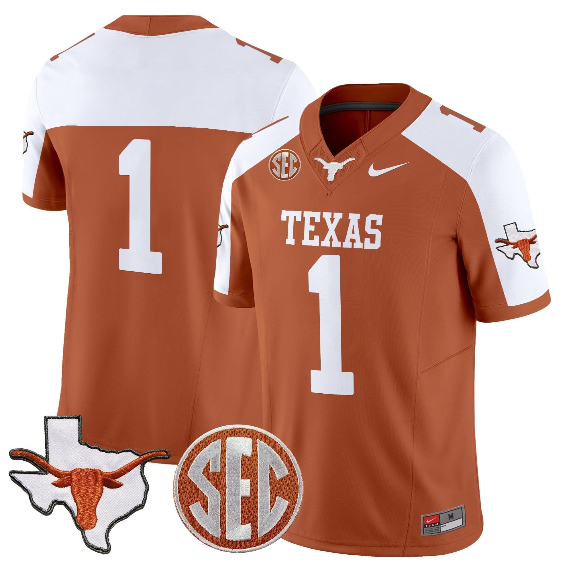 Texas Longhorns 2025 State Map & SEC Patch Vapor Limited Jersey - All Stitched 35 Texas Longhorns 2025 State Map & SEC Patch Vapor Limited Jersey - All Stitched - Image 35