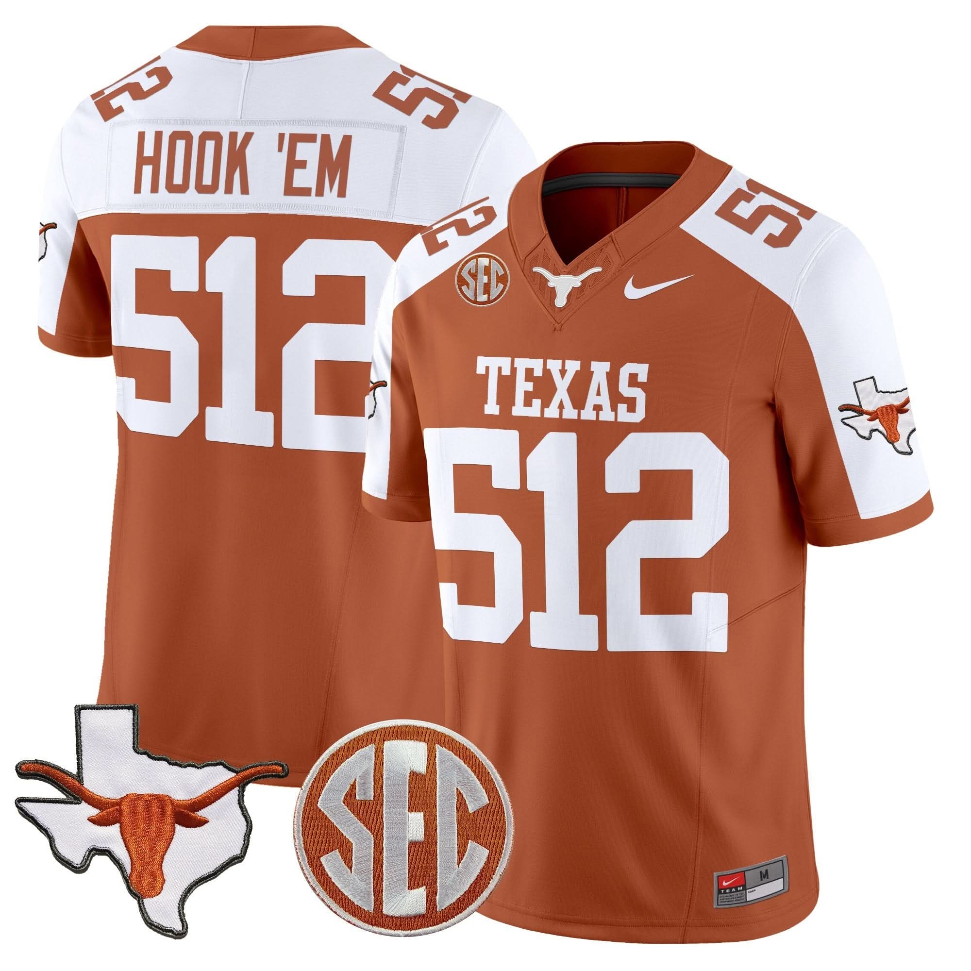 Texas Longhorns 2025 State Map & SEC Patch Vapor Limited Jersey - All Stitched 16 Texas Longhorns 2025 State Map & SEC Patch Vapor Limited Jersey - All Stitched - Image 16