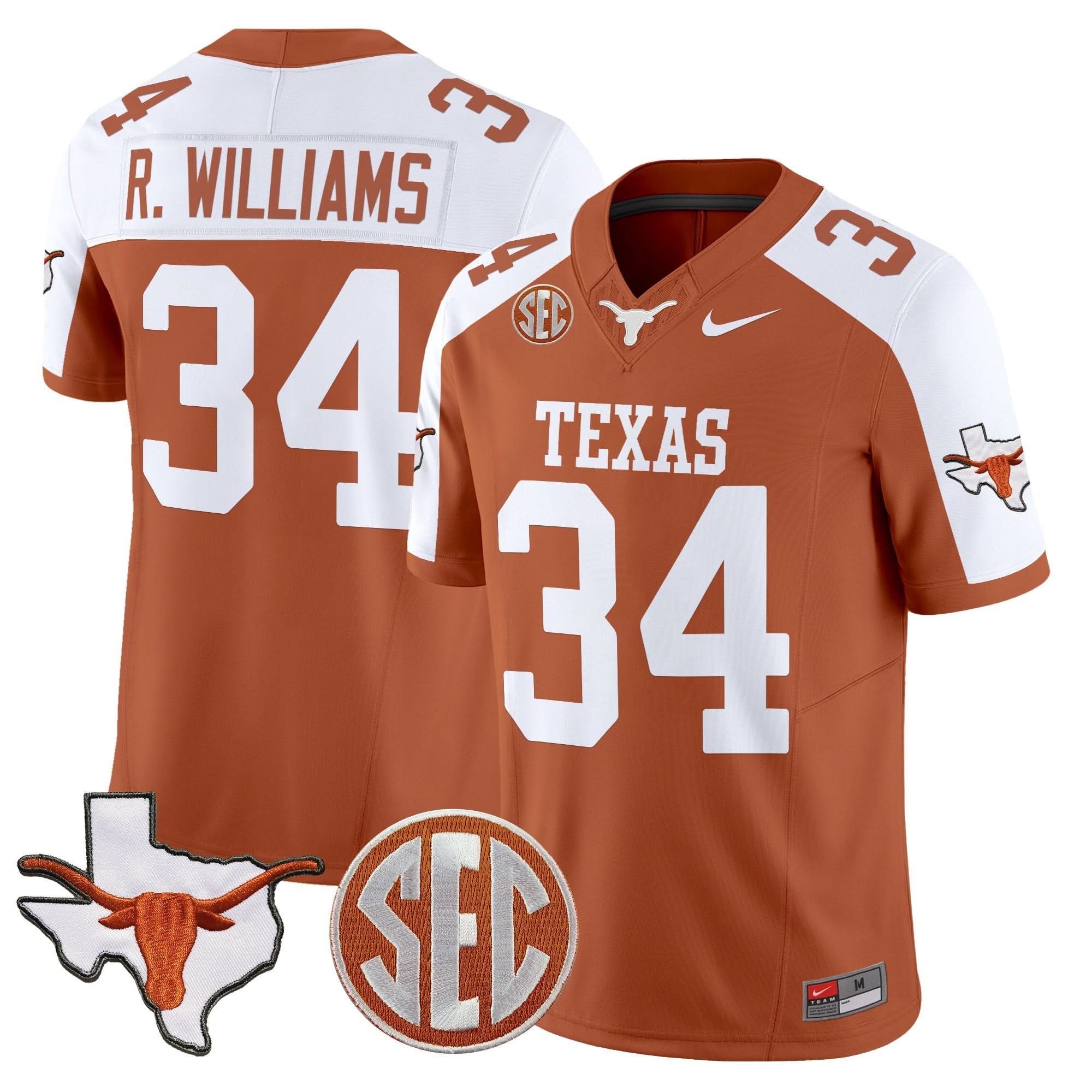 Texas Longhorns 2025 State Map & SEC Patch Vapor Limited Jersey - All Stitched 33 Texas Longhorns 2025 State Map & SEC Patch Vapor Limited Jersey - All Stitched - Image 33