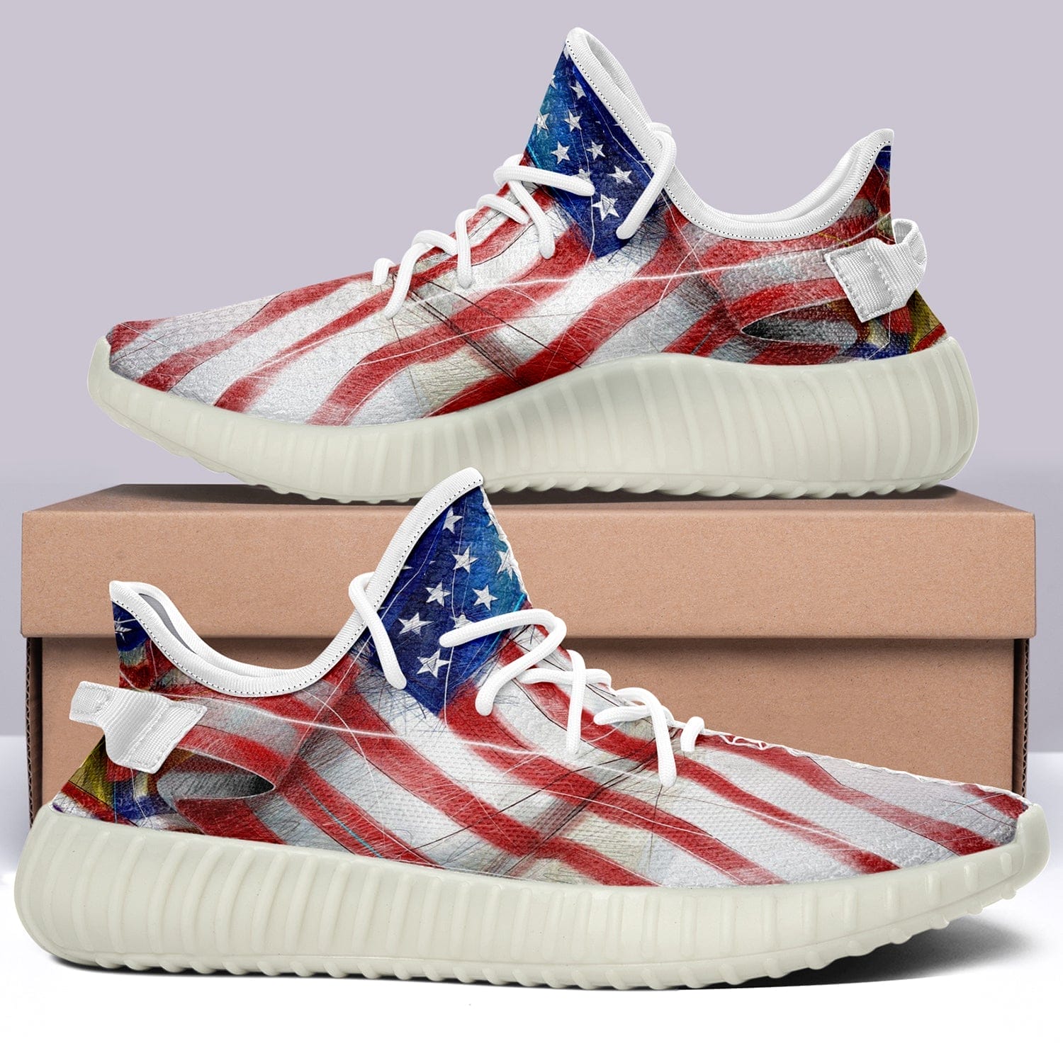 USA Flag V42 350v Yeezy Sneakers For Men Women Fans 6 USA Flag V42 350v Yeezy Sneakers For Men Women Fans - Image 6